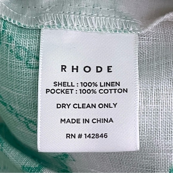 NWT RHODE Safia Wide Leg Pant in Green and White Watercolor Zig Zag - Size XS - Picture 6 of 9